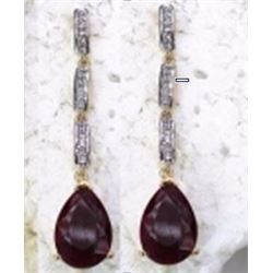 STERLING SILVER RUBY DROP EARRINGS