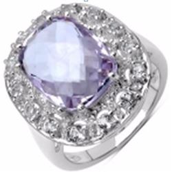 STERLING SILVER PINK AMETHYST RING