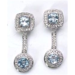 STERLING SILVER BLUE TOPAZ DROP EARRING