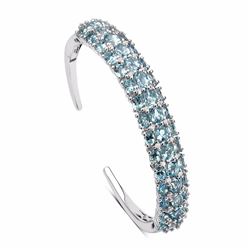 STERLING SIVLER AQUAMARINE BANGLE BRACELET