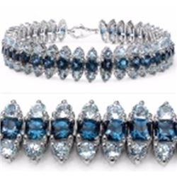 STERLING SILVER LONDON BLUE TOPAZ AND BLUE TOPAZ BRACELET