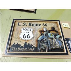 ROUTE 66 FRAMED PICTURE AND LICENSE PLATE