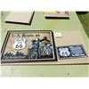 Image 3 : ROUTE 66 FRAMED PICTURE AND LICENSE PLATE