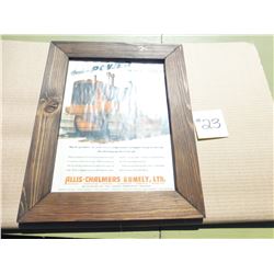 ALLIS CHALMERS RUMLEY LTD WOOD FRAMED ADVERTISEMENT