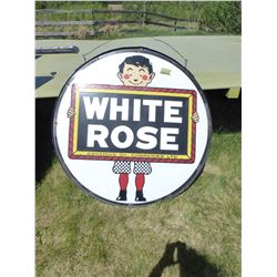 WHITE ROSE ROUND METAL SIGN WITH HANGER