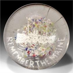 32: Antique American Frit Motto Paperweight