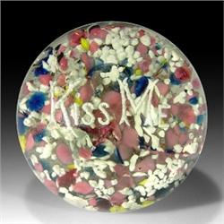 34: Antique American Frit Motto Paperweight