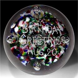 36: Antique American Frit Motto Paperweight