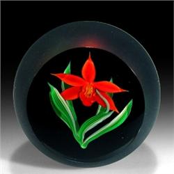 44: Correia Art Glass 1984 Orchid Paperweight