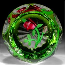 97: Perthshire 1980 Overlay Rose Paperweight