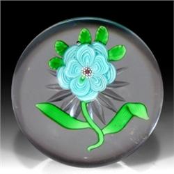 144: Antique Baccarat Blue Flower Paperweight