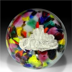 246: Antique Tank Sulphide Paperweight