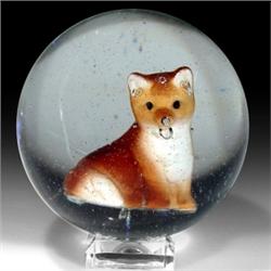 260: Sulphide Large Glass Marble  Brown Fox