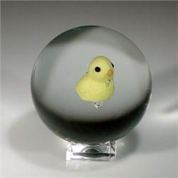 264: Sulphide Large Glass Marble Yellow Chick