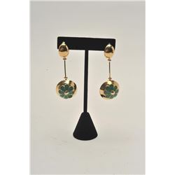 18BZ-10 DANGLE EARRINGS14KT dangle earrings with enamel. 1960’s  “Breakfast at Tiffany’s” style. Est