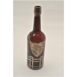 EE-4 19TH CENTURY BACK BAR BOTTLE19th century back bar bottle with overlaid  silver on amber blown g