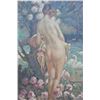 Image 1 : EVE-44 OIL PAINTINGImpressionist oil painting on board of nude  with swans circa early 20th century 