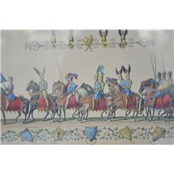 EVE-32 4-LITHOGRAPHSSuite of 4 hand colored lithographs of  knights with identity of crests under  s