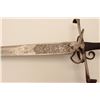 Image 6 : 18AT-9 VICTORIAN RAPIERVictorian broadsword with fancy etched blade.  Well-formed blade and pommel. 