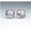 Image 1 : 18CAI-9 AMETHYST & DIAMOND EARRINGSGorgeous earrings featuring two checkerboard  cut Amethyst weighi