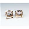 Image 3 : 18CAI-9 AMETHYST & DIAMOND EARRINGSGorgeous earrings featuring two checkerboard  cut Amethyst weighi