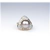 Image 1 : 18CAI-11 TAHITIAN PEARL RINGElegant ring featuring a round Black Tahitian  South Sea pearl and fine 