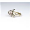 Image 3 : 18CAI-11 TAHITIAN PEARL RINGElegant ring featuring a round Black Tahitian  South Sea pearl and fine 