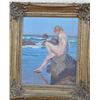 Image 2 : EVE-35 OIL ON CANVASOil on canvas signed lower right in long  illegible signature. Shows young nude 