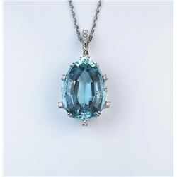 18CAI-2 AQUAMARINE PENDANTExceptional Platinum pendant featuring a fine  Pear shape Aquamarine weigh