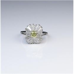 18CAI-3 YELLOW DIAMOND RINGExquisite Platinum Ballerina style ring  featuring a Natural Fancy Yellow
