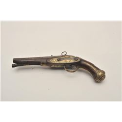 18AR-27 MIQUELETSpanish style miquelet flintlock pistol circa  about 1780 with brass mounts and make