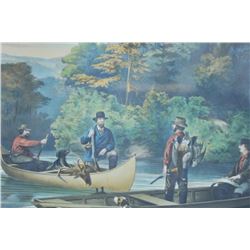 EVE-27 CURRIER AND IVES PRINTCurrier and Ives print (Hand Colored) and  titled “Life in the Woods” “