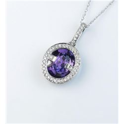 18CAI-50 AMETHYST & DIAMOND PENDANTGorgeous designer pendant featuring a center  Amethyst and pave s