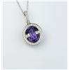 Image 2 : 18CAI-50 AMETHYST & DIAMOND PENDANTGorgeous designer pendant featuring a center  Amethyst and pave s