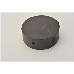 18AL-1 WOOD CANTEENCivil War or earlier wood canteen with large  painted M.S. in red over black. No 