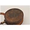 Image 3 : 18AL-5 WOOD CANTEENAmerican handmade wood canteen with fabric  strap possibly confederate. Iron stra