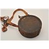 Image 4 : 18AL-5 WOOD CANTEENAmerican handmade wood canteen with fabric  strap possibly confederate. Iron stra