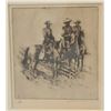 18AL-81 ORIGINAL BOREIN ETCHINGOriginal Borein etching of 3 horsemen –  remarked with vignette of ma