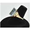 Image 2 : 18PRS-8 TOPAZ & DIAMOND RINGOne laser cut blue topaz set in a classic  design yellow gold ring with 