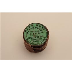 18AN-14 CAP TIN BY ELEYUnopened cap tin by Eley for Colt’s Patent  Repeating Rifle (1855 Root). Labe
