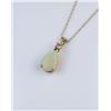 Image 2 : 18CAI-41 OPAL & DIAMOND PENDANTElegant Australian Opal and Diamond pendant  in 14 karat yellow gold 