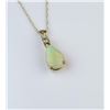 Image 3 : 18CAI-41 OPAL & DIAMOND PENDANTElegant Australian Opal and Diamond pendant  in 14 karat yellow gold 