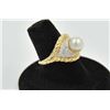 Image 2 : 18RPS-26 PEARL & DIAMOND RINGOne 14k yellow gold ring set with a fine 8mm  akoya pearl and diamonds 