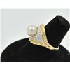 Image 3 : 18RPS-26 PEARL & DIAMOND RINGOne 14k yellow gold ring set with a fine 8mm  akoya pearl and diamonds 