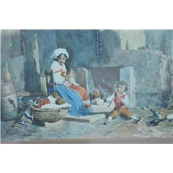 EVE-16 WATERCOLOR SIGNEDExcellent 19th century watercolor signed  lower right “R. Maghelli”. Measure