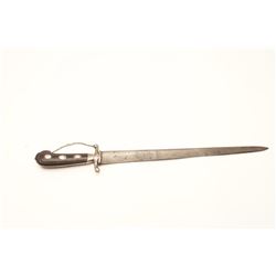 18CA-2 SILVER HANGER OR SHORT SWORD18th century silver hanger or short sword  with ebony grip and si