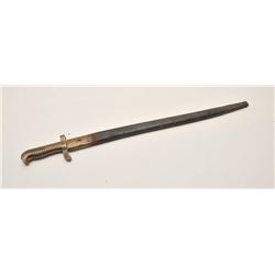 18AR-8 SHARPS BAYONETSharps bayonet with brass mounted leather  scabbard; approximately 26.5” overal