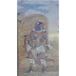 EVE-30 WATERCOLOR AND GOUACHEWatercolor and gouache on paper of oriental  god with sword laid on sil