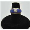 Image 1 : 18RPS-24 LAPIS LAZULI RINGOne 14k yellow gold ring inlay-ed with ribbed  lapis lazuli with a heart s