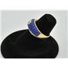 Image 2 : 18RPS-24 LAPIS LAZULI RINGOne 14k yellow gold ring inlay-ed with ribbed  lapis lazuli with a heart s